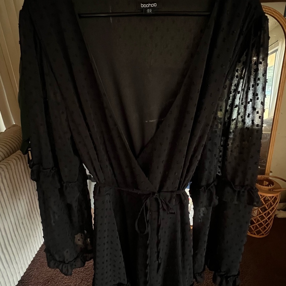 Boohoo Black Textured Dress